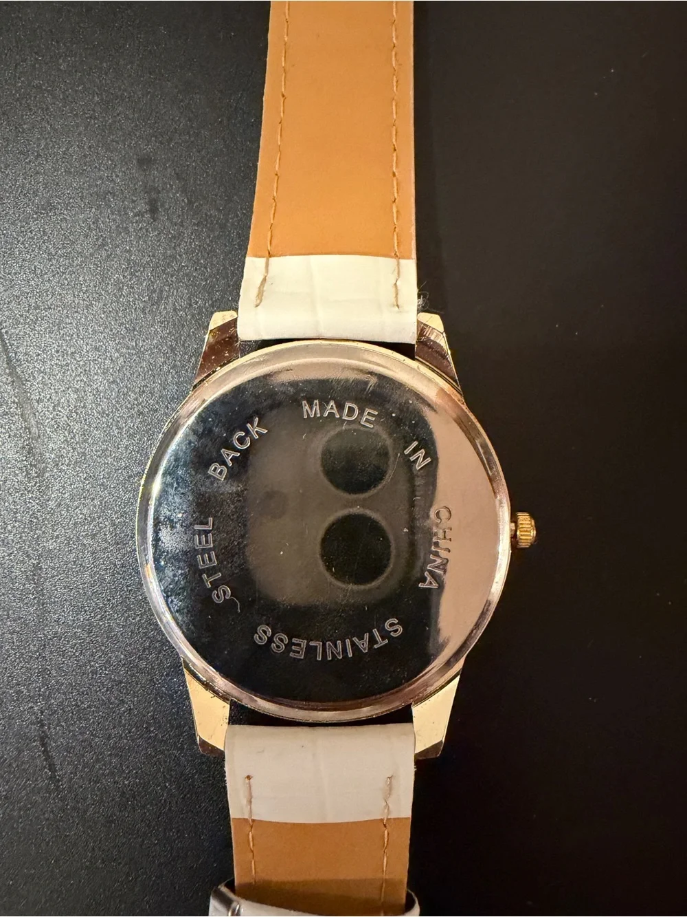 Michael Kors White Leather Strap Watch with Gold-Tone Case